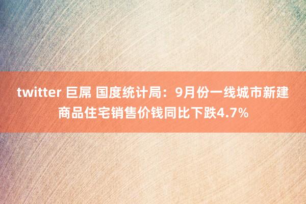 twitter 巨屌 国度统计局：9月份一线城市新建商品住宅销售价钱同比下跌4.7%