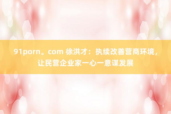 91porn。com 徐洪才：执续改善营商环境，让民营企业家一心一意谋发展