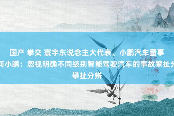 国产 拳交 寰宇东说念主大代表、小鹏汽车董事长何小鹏：忽视明确不同级别智能驾驶汽车的事故攀扯分辨